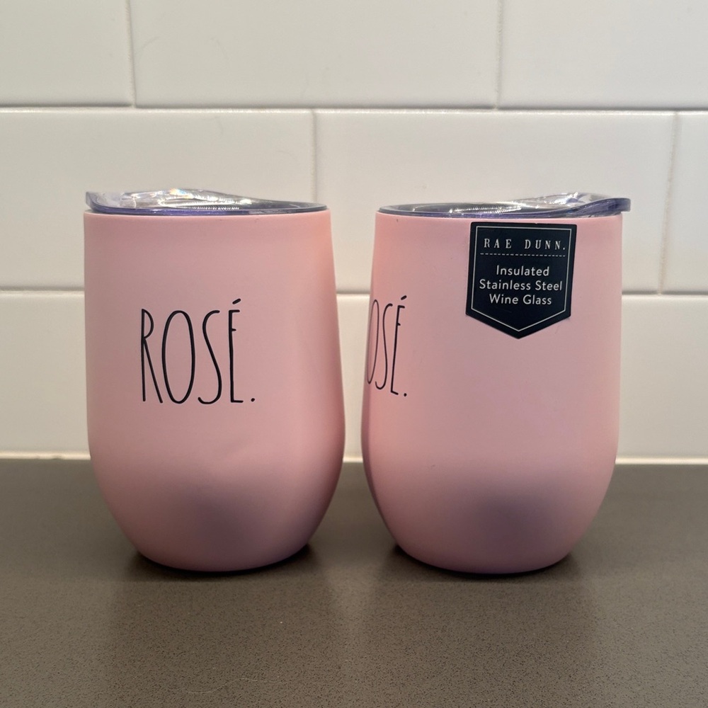 Rae Dunn Rose Wine Cups - set of 2